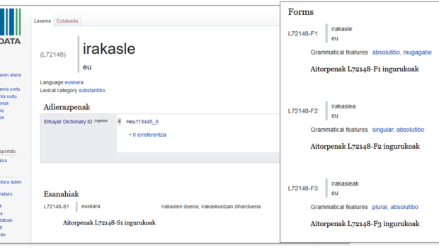 Euskara  da  Wikidatan  esanahi-kopururik  handiena  duen  hizkuntza