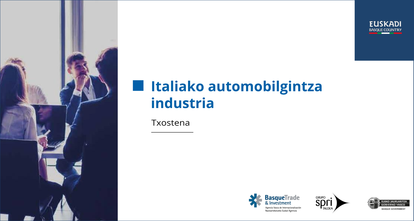 Italiako automobilgintza industriari buruzko txostenaren azaleko irudia